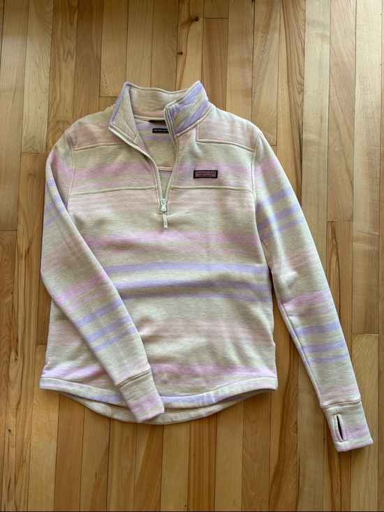 Vineyard Vines Jackets & Blazers - Vineyard Vines Cream Pullover with Pink & Lavender Stripes